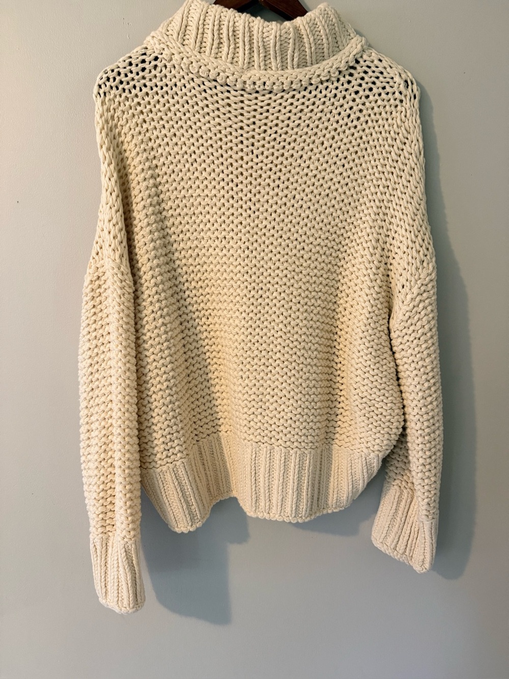 Free People Chunky Knit Cream Sweater Medium - Picture 2 of 4